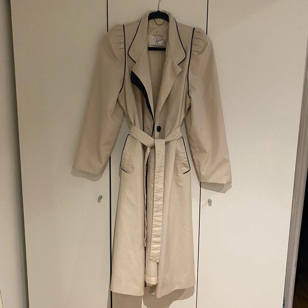 Long creme colored Ada trench coat